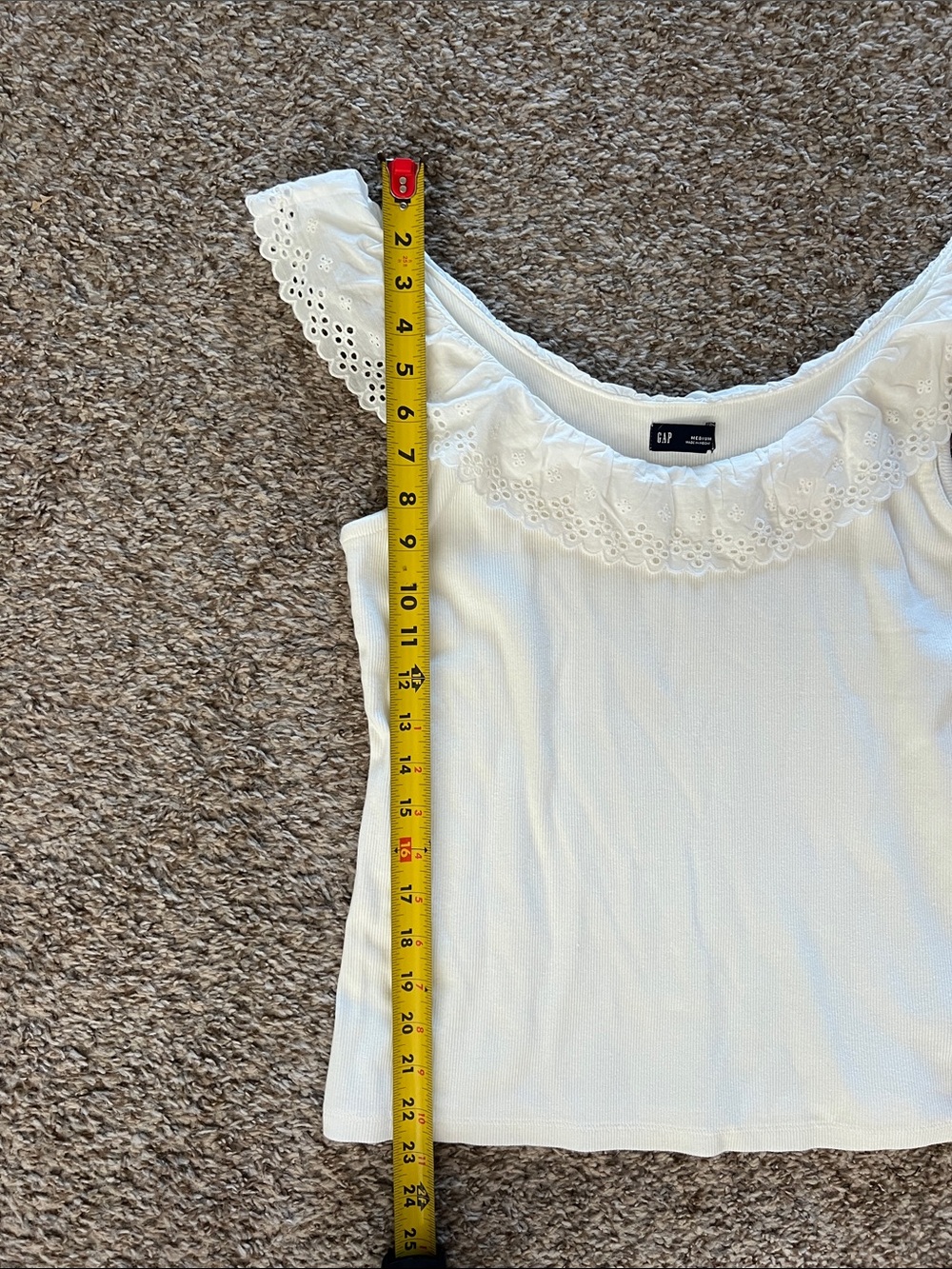 GAP White Eyelet Ruffle Off-Shoulder Tank - Picture 5 of 5